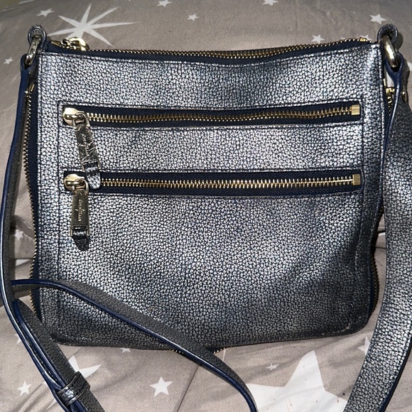 Cole Haan Handbags - Cole Haan blue metallic leather crossbody adjustable strap gold accents cute 🥰